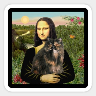 Mona Lisa and Her Calico Persian Cat Sticker